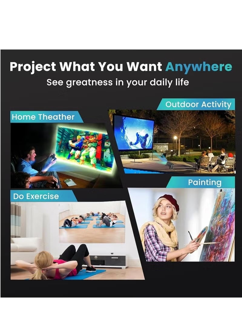 BLUMENIT جهاز عرض ميني ذكي بدقة 1080P كاملة HD، دعم أقصى 4K، WiFi 6، بلوتوث 5.0، نظام أندرويد 11، تصحيح تلقائي للزاوية وتصميم دوار بزاوية 180° للسينما المنزلية والبث - Image 5